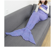 FN-Super Soft Crochet Mermaid Tail Blanket For Kids (85cm) - Purple  - Similar Product Imag - ID 97917