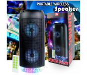 KTS-1180 4 Inch Dual Outdoor Portable Bluetooth Speaker with 7 Color Lights and Mic - Black