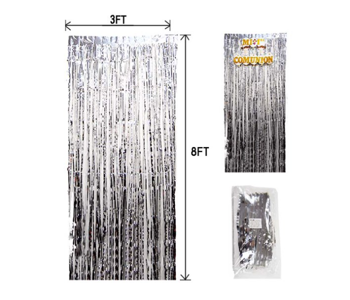 Mira Decor M-D-FC-16 Foil Curtains Metallic Foil Fringe Curtain - Silver  - Similar Product Imag - ID 100610