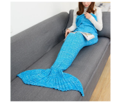 FN-Super Soft Crochet Mermaid Tail Blanket For Kids (85cm)- Blue  - Similar Product Imag - ID 97914