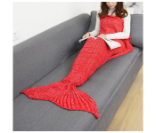 FN-Super Soft Crochet Mermaid Tail Blanket For Kids (85cm) - Red  - Similar Product Imag - ID 97916