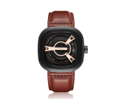 Deltron 910 Gents Luxury Casual Leather Strap Watch - Brown