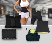 Taqdeer 1545 3 Pieces New Hot Neoprene Body Shaper Set - Black - Small + MB324 Miss Belt Get The Perfect Waistline In Seconds JA165 - Black 