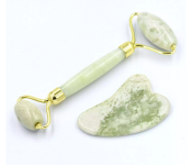 Generic Anti-Aging Jade Roller and Gua Sha Scraping Board Kit - Green