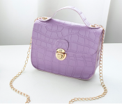 FN-Classic Crocodile Pattern Fashion Mini Shoulder Phone Bags with Chain Strap for Women - Purple