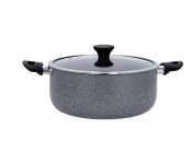 Delcasa DC1903 30 cm Granite Coated Casserole with Glass Lid -Grey