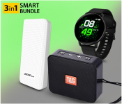 Portable 1778 Bluetooth Wireless Square Speaker - Black + Demaco Super Power Bank 20000mAh - White + D15 Smart Watch With Heart Rate Monitor Wristband - Black