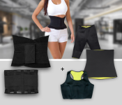 Taqdeer 1545 3 Pieces New Hot Neoprene Body Shaper Set - Black - Large + MB324 Miss Belt Get The Perfect Waistline In Seconds JA165 - Black 