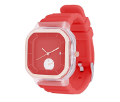 Pearl 6254 Fashionable Solid Square Watch for Women - Red