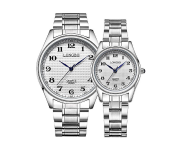 Longbo 80024 Casual Style Stainless Steel Strap Analog Quartz Couple Wrist Watch -Silver
