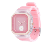 Pearl 6254 Fashionable Solid Square Watch for Women - Pink
