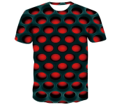 FN-3D Printed Blank Spot Medium Round Neck T-Shirt for Men - Black and Red