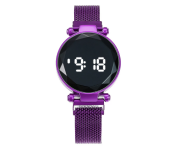 Fashionable Iron Strap Digital Display Magnetic Watch For Women - Purple