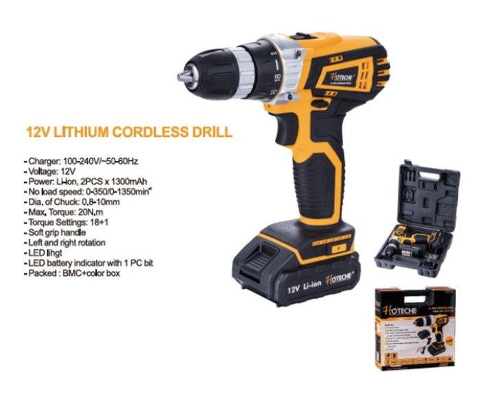 Hoteche 12 Volt Lithium Cordless Drill - Black and Yellow  - Similar Product Imag - ID 105137