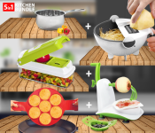 WET BASKET JA168 VEGETABLE CUTTER - White + Epsilon EN3625 Apple Peeler With Stainless Steel Blade - White & Green + EN4116 Flipping Fantastic Non Stick Silicone Mould Pan Cake Maker - Red + Epsilon EN3792 Steel Saucepan + Nicer Dicer Multi-Function Vegetable And Fruit Peeler