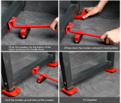 Set of 5 Piece Heavy Duty Furniture Lifter with 4 Sliders - Red