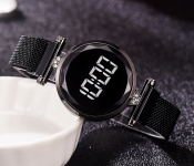 Fashionable Iron Strap Digital Display Magnetic Watch For Women - Black