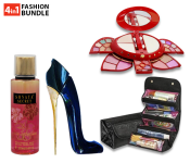 Nyn 80157 Beauty Makeup Kit - Red + Roll-N-Go Cosmetic Bag - Black + Gogo Madam Eau De Toilette 80ml Long Lasting Perfume + Sonata Secret 250ml Pure Seduction Mist Fragrance For Women