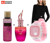 8560 Free Size Round Neck Long-sleeved Knitted Pullover Solid Jumper Sweater For Women + Pearl 6254 Fashionable Solid Square Watch For Women - Pink + G For Women Night Pour Femme 100ml EDP + Sonata Secret 250ml Total Attraction Mist Fragrance For Women