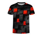 FN-3D Digital Printing Short Sleeve Small T-Shirt for Men -Red and Black