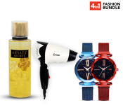 Krawn Hair Dryer KW-41008 + FLLi Star Sky Magnetic Mesh Strap Watch - Red + FLLi Star Sky Magnetic Mesh Strap Watch - Blue + Sonata Secret 250ml Country Apple Mist Fragrance For Women