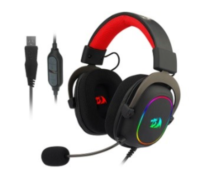 Redragon H510-RGB Zeus X USB Surround Computer Gaming Headphone with EQ Controller - Black and Red