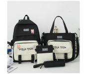 4 Pieces Canvas Laptop Rucksack Backpacks for Women - Black
