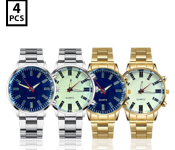 Pack of 4 GHT Stainless Steel Assorted Color Watch - Gold and Silver