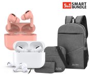 Unisex 3 Pcs Sets Business Laptop Backpack - Grey + TWS Airpod Pro 3 Bluetooth Earphones Wireless Headset - Pink + TWS Airpod Pro 3 Bluetooth Earphones Wireless Headset - White