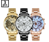 Pack of 3 Stainless Steel Unisex Assorted Color Watch 