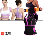 Taqdeer 907-1001 Hot Women Slimming Body Shaper Waist Belt XL + FN-Adjustable Postural Correction Strap For Back Large/XL For Women + FN-Along Fit XL Body Shaper Waist Trainer Vest For Women 