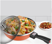 Generic Multifunctional Household Electric Smoke Free Non Stick Frying Pan - Orange
