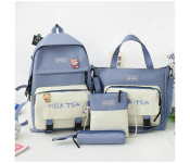 4 Pieces Canvas Laptop Rucksack Backpacks for Women - Blue