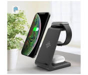 3 In 1 Wireless Charging Station Compactable - Black