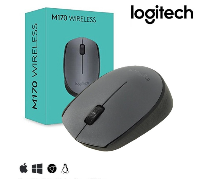 Logitech M170 USB Nano Receiver Wireless Mouse - Black Front View - ID 107843