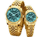 Rio Gold Color Strap Couple Watch - Green and Gold
