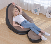 Generic Portable Inflatable Sofa With Footrest Beige Image