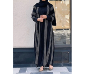 0909 Kayan High Quality Arab Fashion 54 Sized Abaya for Women - Black