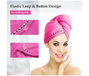 GTC 22000701 Microfiber Quick Drying Hair Towel Wrap With Button for Women - Pink  - Similar Product Imag - ID 112677