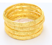 Set of 4 Pieces Medium Sized Bangles for Women - Gold