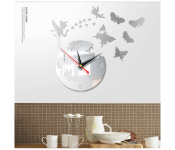 GTC 22000785 Butterfly Star 3D Acrylic Stereo Sticker Wall Clock - Silver