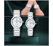 163 Max Chain Strap Couple Analog Watch - Silver and White
