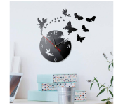 GTC 22000784 Butterfly Star 3D Acrylic Stereo Sticker Wall Clock - Black