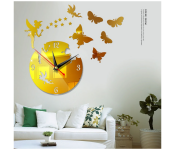 GTC 22000786 Butterfly Star 3D Acrylic Stereo Sticker Wall Clock - Gold  - Similar Product Imag - ID 112709