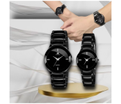 197 Max Black Chain Strap Couple Analog Watch - Black