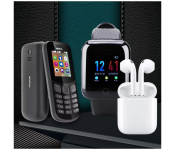 Nokia 130 Mobile Phone With Camera - Black + D13 Smart Watch With Heart Rate Monitor - Black + InPods 12 Twin Bluetooth Headset - White 