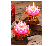 GTC 22000747 6 Piece Lotus Lamp Candle for Decoration - Gold