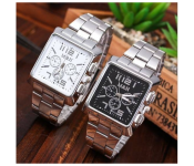 Set of 2 M and H Men Business Sports Military Steel Casual Water Resistant Analog Watches - Silver
