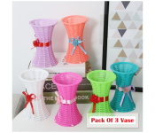 GTC 22000774 3 Pcs Plastic Rattan Flower Vase for Home Decoration - Green  - Similar Product Imag - ID 112721