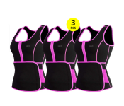 RMN 3 Pieces FN-Along Fit Body Shaper Waist Trainer Vest Sports Bundle Assorted Size For Women - Black